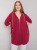 Bordowa rozpinana bluza oversize plus size z kapturem i żółtymi wstawkami