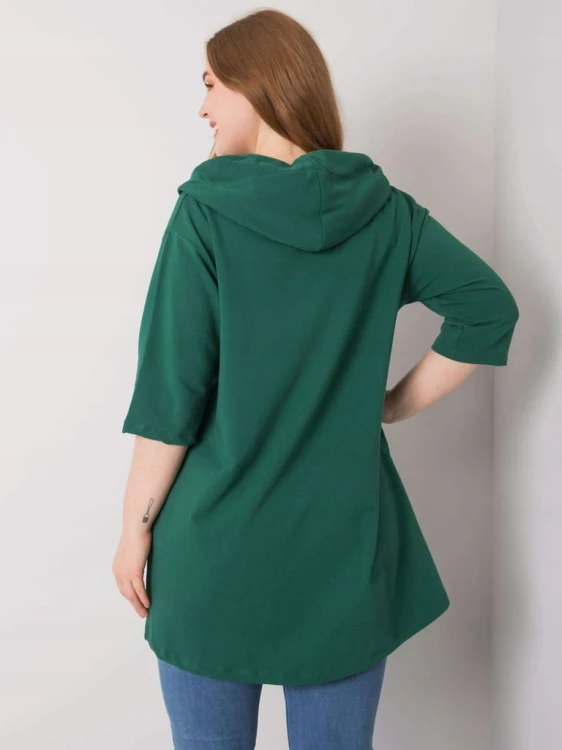 Zielona rozpinana bluza oversize plus size z kapturem i żółtymi wstawkami